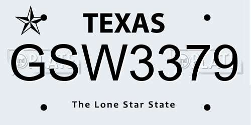 GSW3379 Texas License Plate