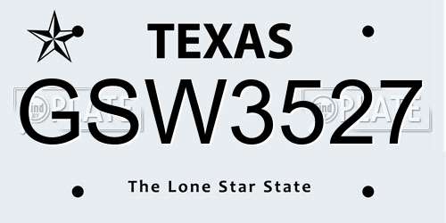 GSW3527 Texas License Plate