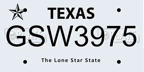 GSW3975 Texas License Plate