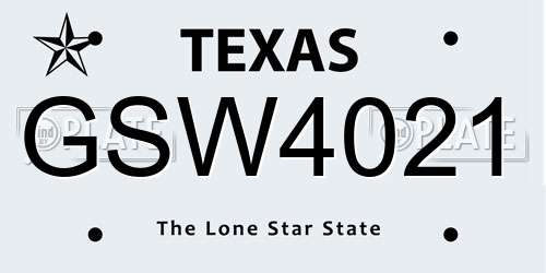 GSW4021 Texas License Plate