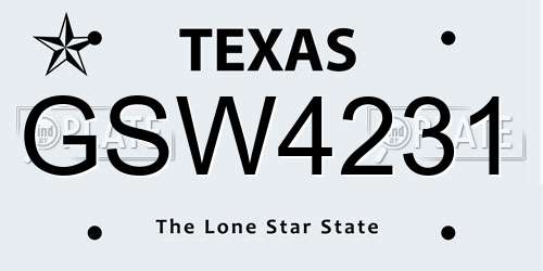 GSW4231 Texas License Plate