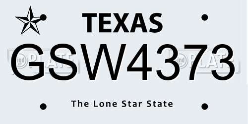 GSW4373 Texas License Plate