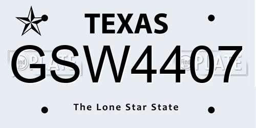 GSW4407 Texas License Plate