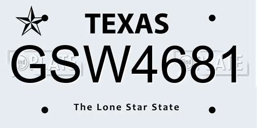 GSW4681 Texas License Plate