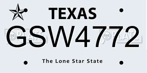 GSW4772 Texas License Plate