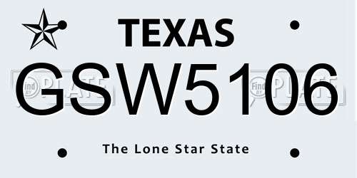 GSW5106 Texas License Plate