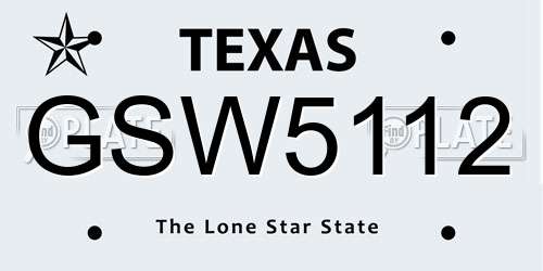 GSW5112 Texas License Plate