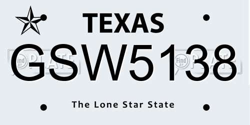 GSW5138 Texas License Plate