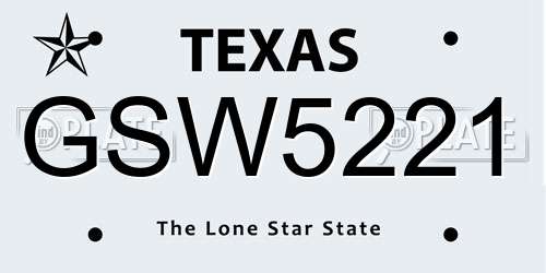 GSW5221 Texas License Plate