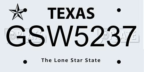 GSW5237 Texas License Plate