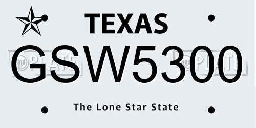 GSW5300 Texas License Plate