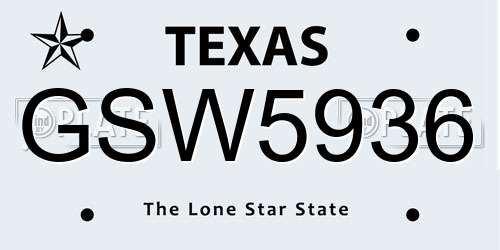 GSW5936 Texas License Plate