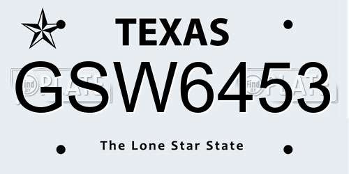 GSW6453 Texas License Plate