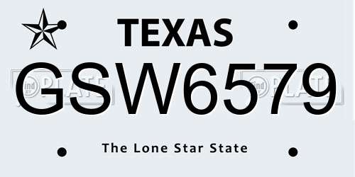 GSW6579 Texas License Plate