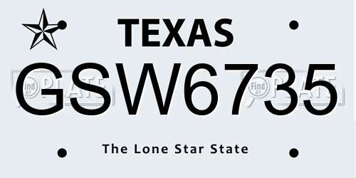 GSW6735 Texas License Plate