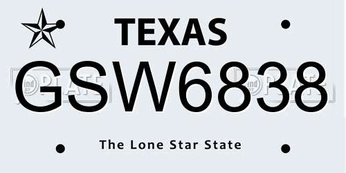 GSW6838 Texas License Plate