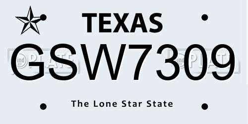 GSW7309 Texas License Plate