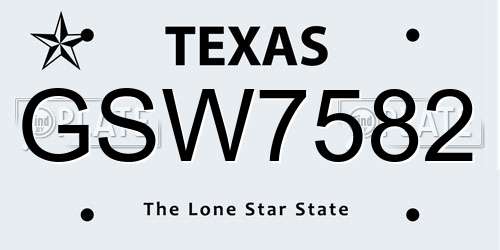 GSW7582 Texas License Plate