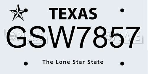 GSW7857 Texas License Plate