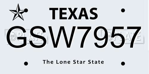 GSW7957 Texas License Plate