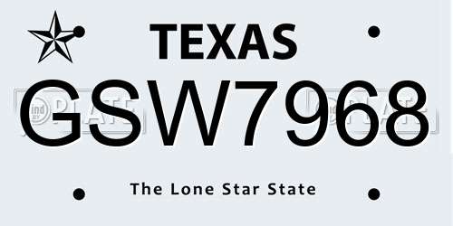 GSW7968 Texas License Plate