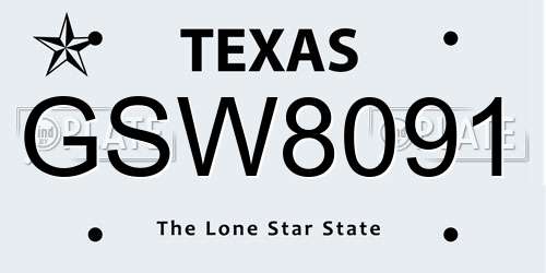 GSW8091 Texas License Plate