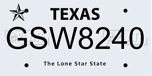 GSW8240 Texas License Plate