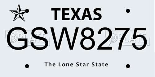 GSW8275 Texas License Plate