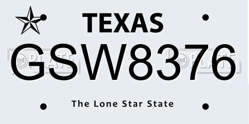 GSW8376 Texas License Plate