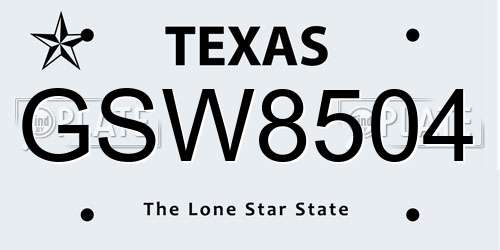 GSW8504 Texas License Plate