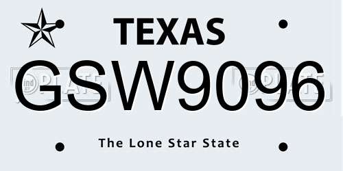 GSW9096 Texas License Plate