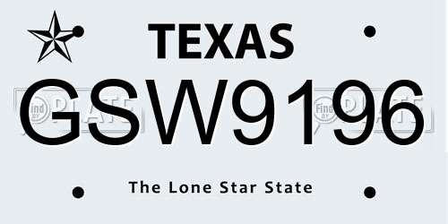 GSW9196 Texas License Plate