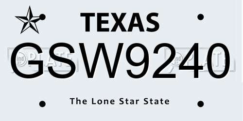 GSW9240 Texas License Plate