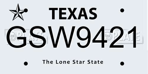 GSW9421 Texas License Plate