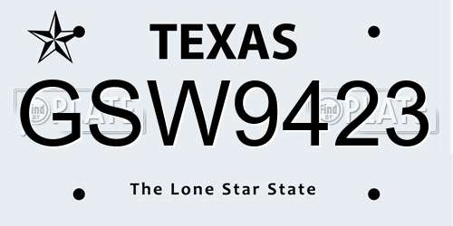 GSW9423 Texas License Plate