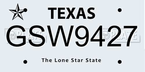 GSW9427 Texas License Plate