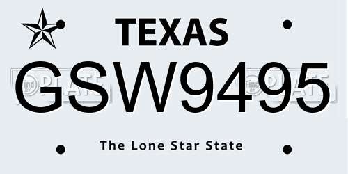 GSW9495 Texas License Plate