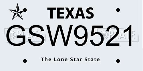 GSW9521 Texas License Plate