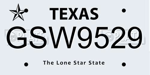 GSW9529 Texas License Plate