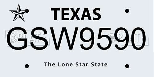GSW9590 Texas License Plate
