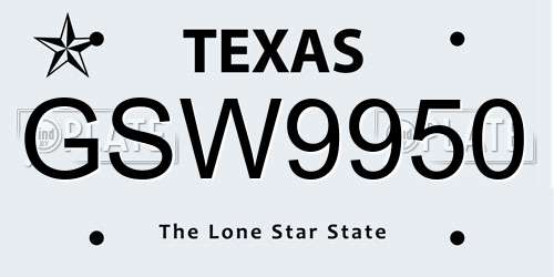 GSW9950 Texas License Plate
