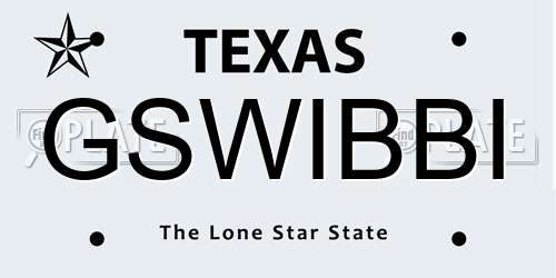 GSWIBBI Texas License Plate