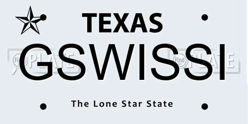 GSWISSI Texas License Plate