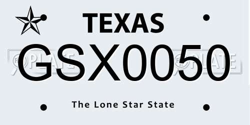 GSX0050 Texas License Plate
