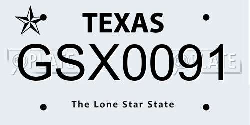 GSX0091 Texas License Plate