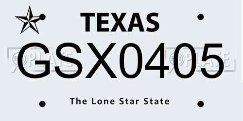 GSX0405 Texas License Plate