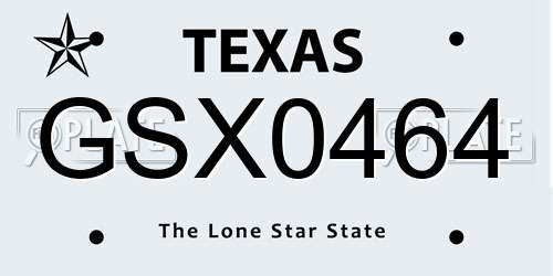 GSX0464 Texas License Plate
