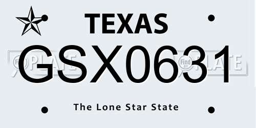 GSX0631 Texas License Plate