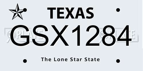GSX1284 Texas License Plate