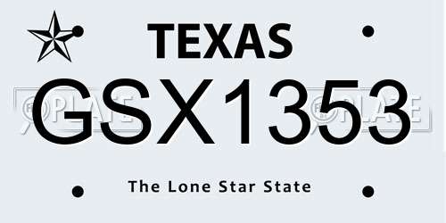 GSX1353 Texas License Plate